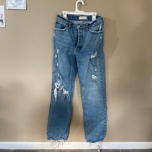 High Rise Abercrombie and Fitch Distressed Button Up Jeans